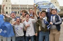 Everton fans in front of Wembley's twin towers - In their 40s now!